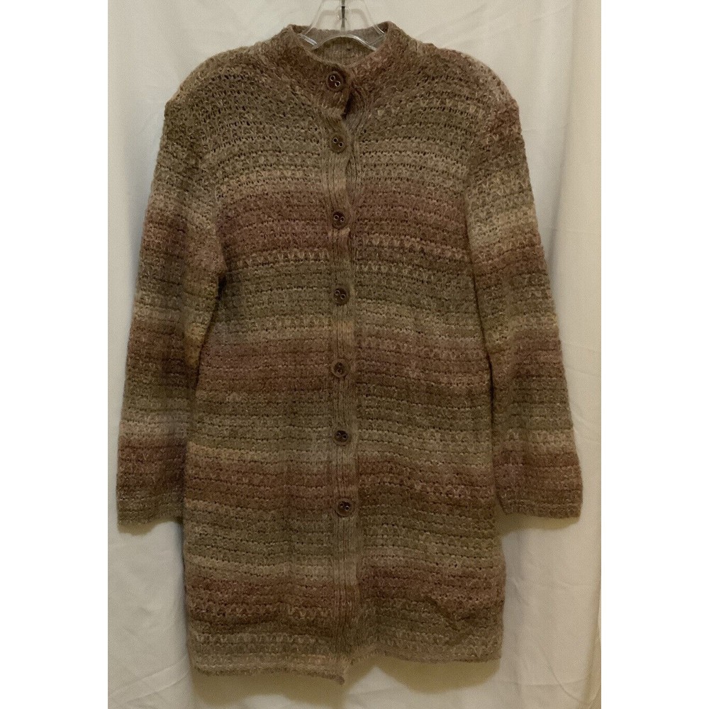 J.Jill Button Down Alpaca Blend Long Cardigan, Petite Med , Brown Wool  Sweater